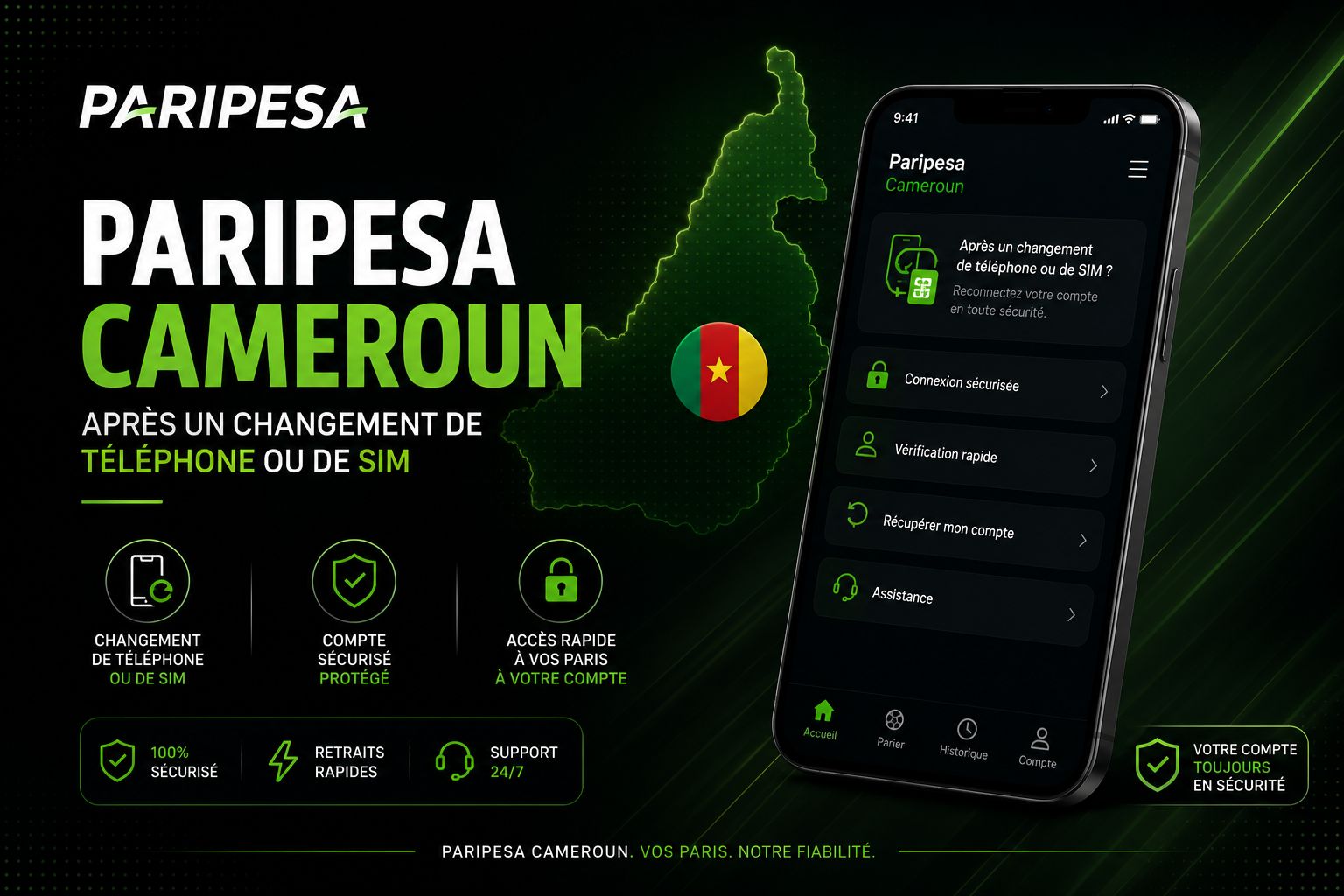 Paripesa Cameroun après un changement de téléphone ou de SIM